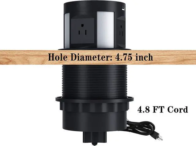 Alt view image 4 of 7 - Pop Up Outlet for Countertop, Recessed Power Strip with 4 AC Outlets, 2 USB A, 2 USB C Pop Up Socket, Wireless Charger Station for Kitchen Conference Workbench, ETL Listed