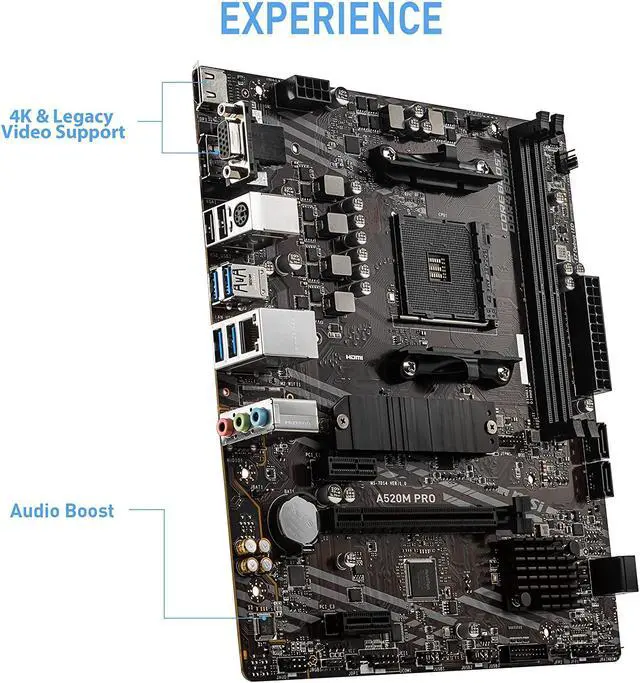 Alt view image 4 of 4 - MSI A520M PRO Gaming Motherboard (AMD AM4, DDR4, Dual M.2, HDMI/DP, Micro-ATX)