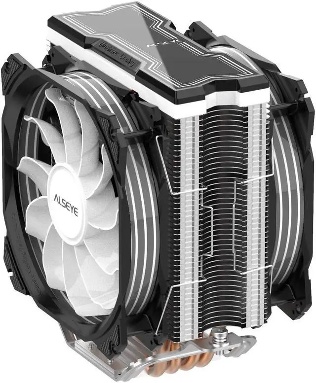 Alt view image 3 of 6 - RGB Fans 120mm CPU Cooler Fan High Performance Dual Fan CPU Air Cooler with 4 Heatpipes 4 PIN Aura/RGB Compatible PC Cooler for Intel/AMD (Black)
