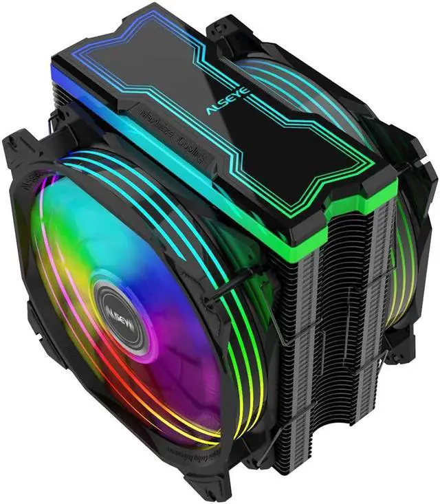 Main image of RGB Fans 120mm CPU Cooler Fan High Performance Dual Fan CPU Air Cooler with 4 Heatpipes 4 PIN Aura/RGB Compatible PC Cooler for Intel/AMD (Black)