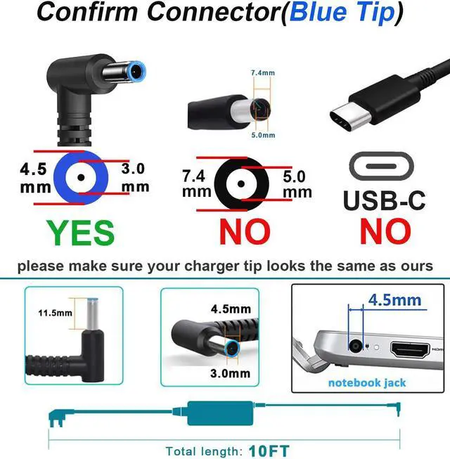 Alt view image 3 of 7 - SKstyle? 19.5V 3.33A 65W AC Adapter Charger for HP ProBook 430 G4;440 G4;450 G4;455 G4;470 G4 Power-Supply-Cord (Blue Tip,Slim,-12 Months Warranty)