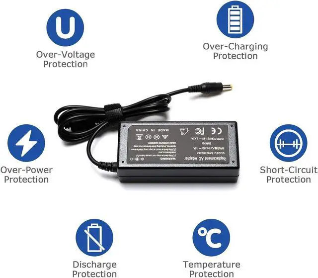 Alt view image 5 of 6 - 65W AC Adapter Laptop Charger Compatible for Acer LCD Monitor SA230 S202HL S230HL S231HL S232HL H236HL G246HL H276HL G276HL G236HL S240HL S220HQL S271HL H226HQL G226HQL S241HL HN274H Power Supply Cord