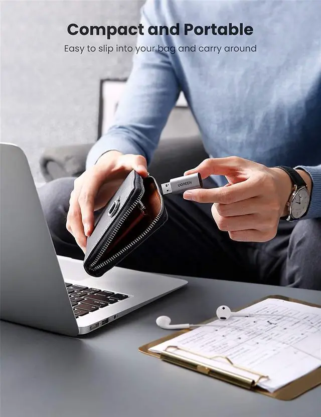 Alt view image 6 of 7 - UGREEN USB Audio Adapter External Sound Card USB Headphone Jack with Integrated 3.5mm Microphone Audio Jack for PS5 PS4, Raspberry Pi, PC, Laptop