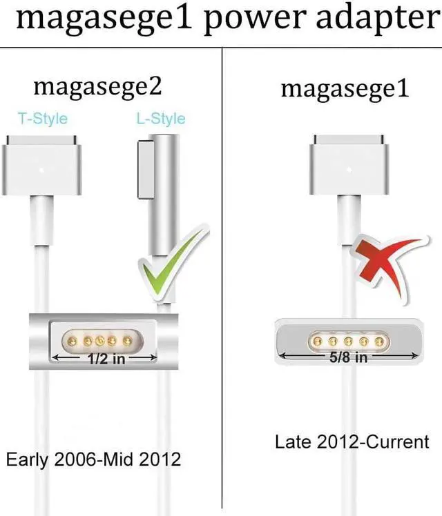 Alt view image 3 of 7 - Replacement 60W Power Adapter L-Tip Connector for Mac Book Pro Charger (Previous Generation 13.3-inch and13-inch)