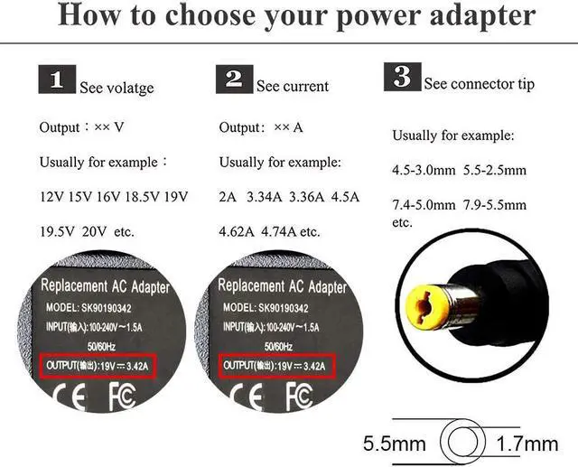 Alt view image 2 of 6 - 65W AC Adapter Laptop Charger Compatible for Acer LCD Monitor SA230 S202HL S230HL S231HL S232HL H236HL G246HL H276HL G276HL G236HL S240HL S220HQL S271HL H226HQL G226HQL S241HL HN274H Power Supply Cord
