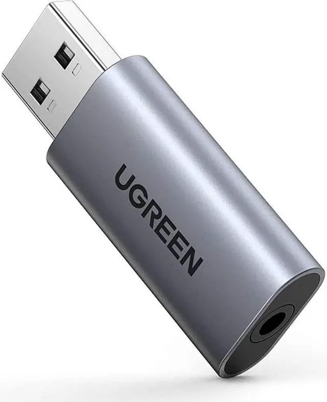 Alt view image 2 of 5 - ugreen usb external sound card audio adapter 2 in 1 usb to 3.5mm jack audio adapter aluminum stereo sound card for windows mac ps5 linux pc laptops desktops