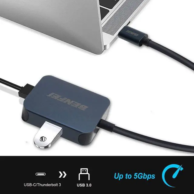 Alt view image 5 of 6 - USB C HUB BENFEI USB Type-C to HDMI VGA Adapter USB C to USB Adapter Compatible for MacBook Pro 2019/2018/2017Surface Book 2 Dell XPS 13/15 Pixelbook and More