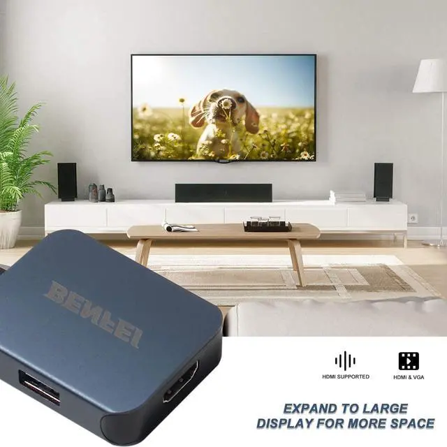 Alt view image 3 of 6 - USB C HUB BENFEI USB Type-C to HDMI VGA Adapter USB C to USB Adapter Compatible for MacBook Pro 2019/2018/2017Surface Book 2 Dell XPS 13/15 Pixelbook and More