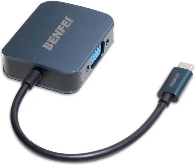 Alt view image 6 of 6 - USB C HUB BENFEI USB Type-C to HDMI VGA Adapter USB C to USB Adapter Compatible for MacBook Pro 2019/2018/2017Surface Book 2 Dell XPS 13/15 Pixelbook and More