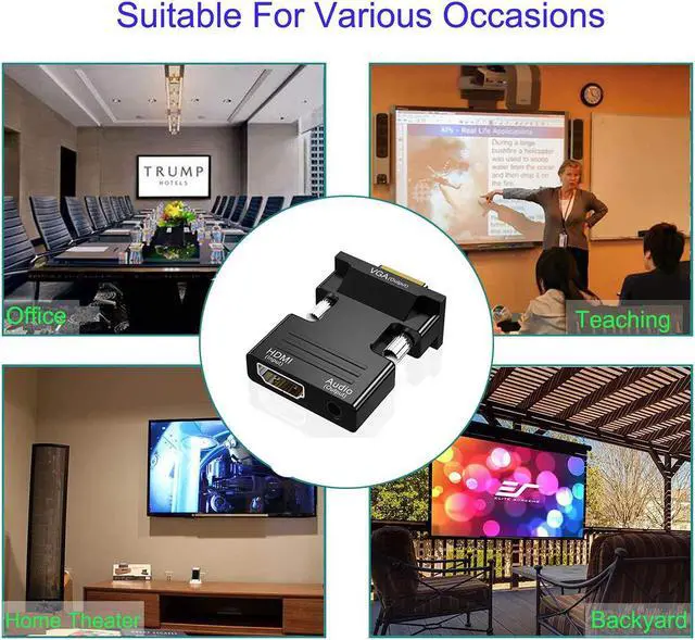 Alt view image 5 of 7 - HDMI to VGA Adapter HDMI to VGA Audio Output Cable Computer Set-top Box Converter Connector Adapter for Laptop PC Monitor Projector HDTV Chromebook  Xbox(3.5mm Stereo Cable Included)
