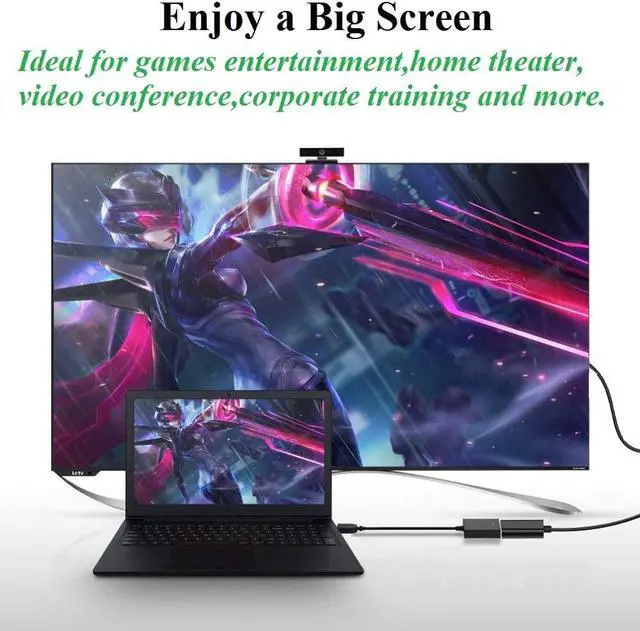Alt view image 2 of 7 - USB to HDMI Adapter USB 3.0/2.0 to HDMI 1080P HD Video Cable Converter with Audio Compatible with Windows XP 7/8/8.1/10 for PC Laptop Projector HDTV