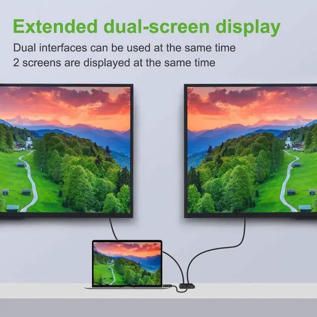 Alt view image 6 of 6 - ONTEN HDMI to VGA HDMI Adapter, HDMI Splitter 1 HDMI in VGA HDMI 2 Out , HDMI to HDMI VGA Adapter for Computer, Desktop, Laptop, PC, MonitorPower Supply