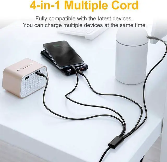 Alt view image 3 of 7 - Multi Charging Cable Multi Charger Cable 2Pack 4FT Nylon Braided Universal 4 in 1 Multiple USB Cable Fast Charging Cord Adapter with Type-C Micro USB Port Connectors for Cell Phones Tablets and More