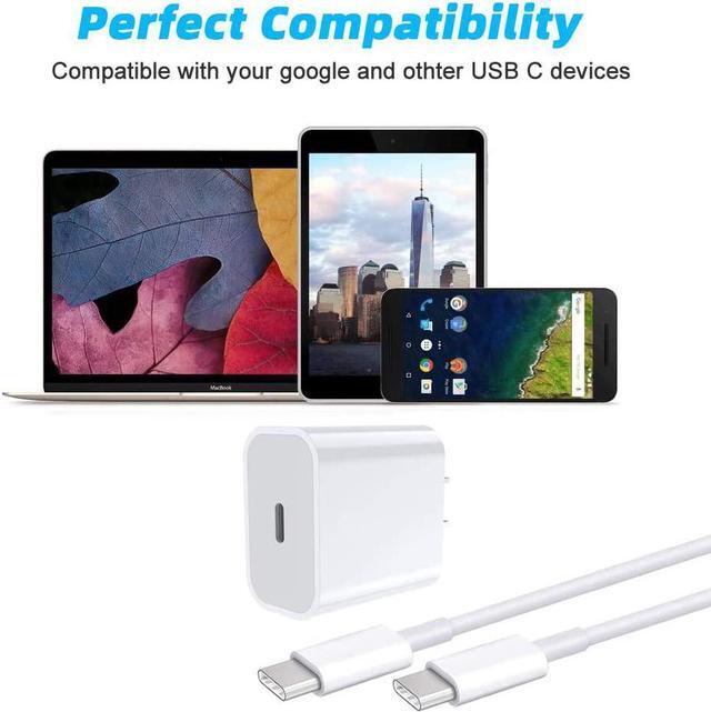 Alt view image 6 of 7 - USB C Fast Wall Charger Compatible Google Pixel 6 5 4 XL 4a / 3a 3 2, 18W 3A PD Power Adapter and 3.3FT Type to Cable