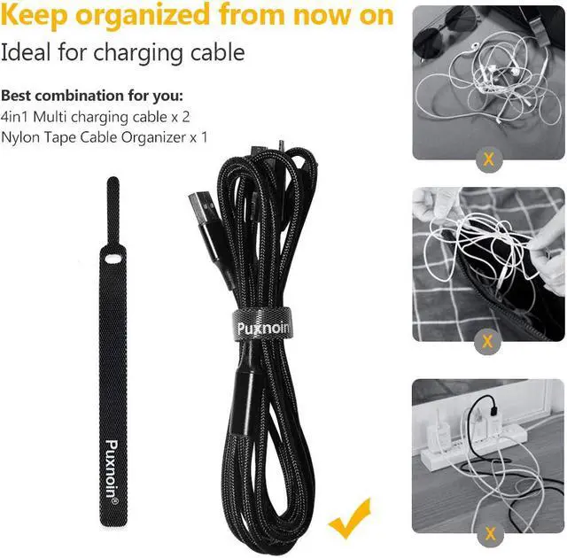 Alt view image 7 of 7 - Multi Charging Cable Multi Charger Cable 2Pack 4FT Nylon Braided Universal 4 in 1 Multiple USB Cable Fast Charging Cord Adapter with Type-C Micro USB Port Connectors for Cell Phones Tablets and More