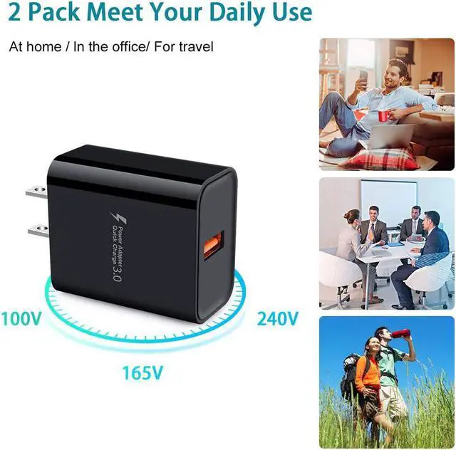 Alt view image 4 of 7 - Quick Charge 3.0 Fast Charging Block for Samsung Galaxy S25 Ultra S25+ S25, A16 5G S24 S23 S22 S21 A51 S20 A11 A13 5G A53 A20 A21 S10e A10e Note 20 A32 A12,Moto G Power 2025,Wall Charger Type C Cable