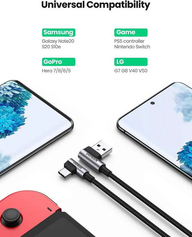 Alt view image 5 of 7 - USB to USB C Cable 90 Degree USB C Fast Charging Cord Compatible with iPhone 16/16 Plus/16 Pro/16 Pro Max/15/ Galaxy S10/S10+/Pixel 7/6a/LG G8/G7/Pixel/Switch etc 1.6FT