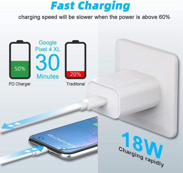 Alt view image 2 of 7 - USB C Fast Wall Charger Compatible Google Pixel 6 5 4 XL 4a / 3a 3 2, 18W 3A PD Power Adapter and 3.3FT Type to Cable