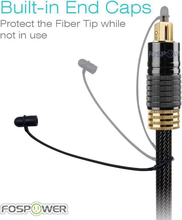 Alt view image 6 of 7 - F (4.6M/15FT) 24K Gold Plated Toslink Digital Optical Audio Cable (S/PDIF) - [Zero RFI & EMI Interference] Metal Connectors & Ultra Durable Nylon Braided Jacket