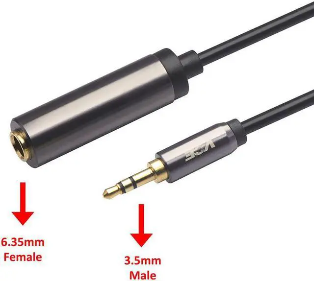 Alt view image 2 of 7 - 1/4 to 1/8 Adapter 3.5mm 1/8 inch Male to 6.35mm 1/4 inch Female Audio Jack Gold Plated Adapter for Amplifiers Guitar Home Theater Devices Laptop Headphones - 8 inch