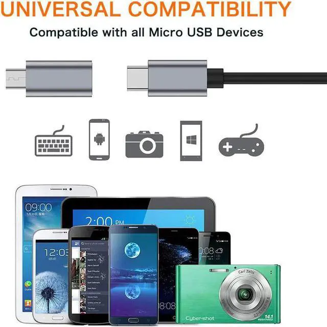 Alt view image 6 of 6 - USB C to Micro USB Adapter, (4-Pack) Type C Female to Micro USB Male Convert Connector Support Charge Data Sync Compatible with Samsung Galaxy S7 S7 Edge, Nexus 5 6 and Micro USB Devices(Grey)