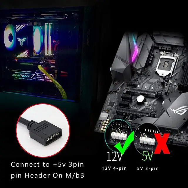 Alt view image 5 of 7 - 12V 4 PIN RGB Splitter Cable LED Strip Connector, RGB 4 Pin Splitter 1 to 3 Cable 5050 LED Tape Light Connector,Extension Cable for Computer Fan Motherboard(5-12v)(1 to 3)