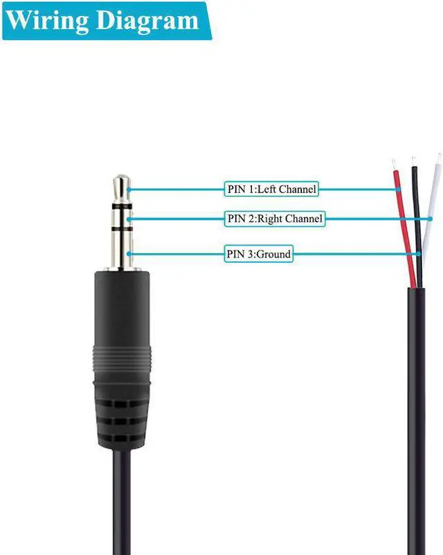 Alt view image 2 of 4 - 2-Pack 3.5mm 1/8 to Speaker Wire TRS Stereo Male Plug to Bare Wire Pigtail 3.5mm Jack Connector Adapter Repair Audio Cable for Speaker Headphone Headset Earphone