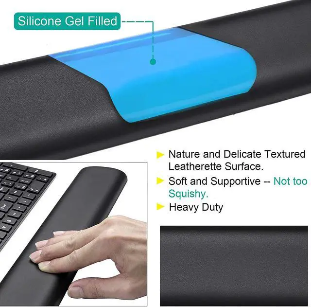 Alt view image 6 of 7 - Aelfox Leather-Gel Ergonomic Keyboard and Mouse Wrist Rest Set, Support Pad Relieve Wrist Pain for Full Size Gaming Keyboard and Mouse, Laptop, Computer, Home, Office
