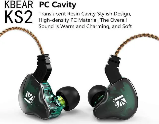 Alt view image 3 of 7 - KBEAR KS2 iem, in Ear Monitor Headphones Hybrid 1BA 1DD Wired Earbuds Stereo Bass HiFi IEM Earphone Noise Cancelling High Resolution with Detachable Cable for Running Gaming(With mic, Purple-Blue)
