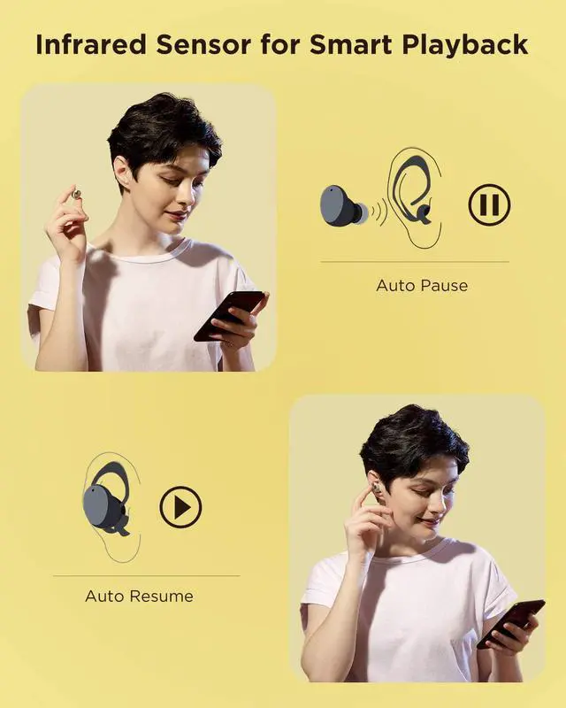Alt view image 7 of 7 - 1MORE Colorbuds Wireless Earbuds Bluetooth 5.0 Headphone with Fast Charging, 22HUSB C, IPX5 Waterproof Stereo in-Ear Earphones CVC8.0 Build-in Dual Mic ENC Auto Play/Pause for Work Home Office Sport