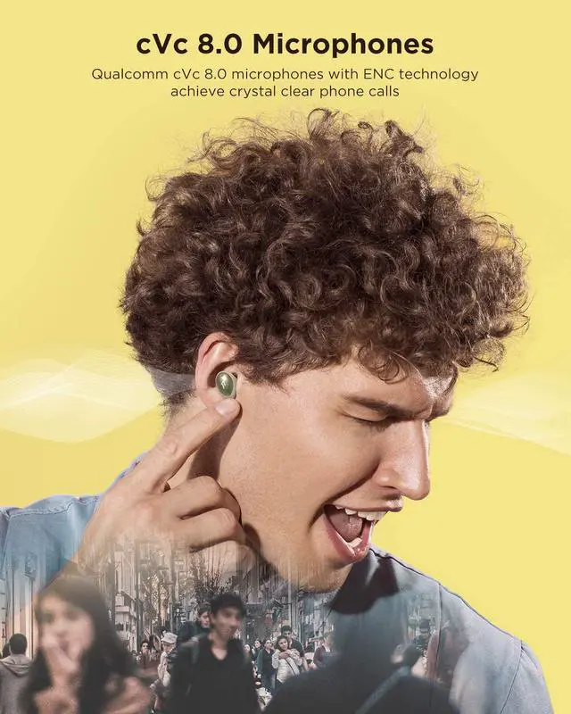 Alt view image 6 of 7 - 1MORE Colorbuds Wireless Earbuds Bluetooth 5.0 Headphone with Fast Charging, 22HUSB C, IPX5 Waterproof Stereo in-Ear Earphones CVC8.0 Build-in Dual Mic ENC Auto Play/Pause for Work Home Office Sport