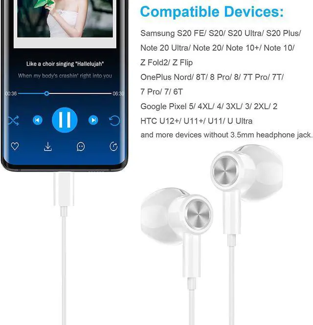 Alt view image 7 of 7 - USB C Headphones for Galaxy S20 FE Noise Cancelling Type C Earphones Magnetic Wired Earbud in Ear Headphones with Mic Stereo Earbuds Compatible with Samsung S20 S21 S22 Plus Pixel 6 OnePlus
