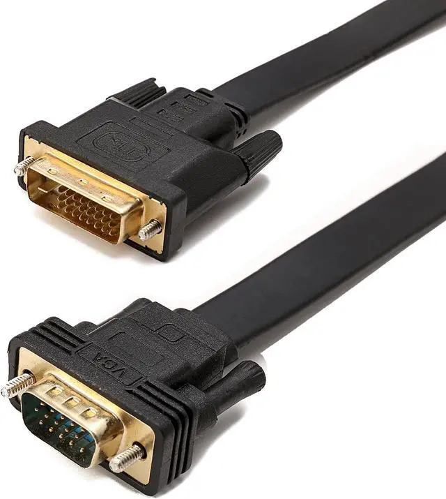 Alt view image 2 of 7 - CableDeconn Active DVI-D Dual Link 24+1 Male to VGA Male Video with Flat Cable Adapter Converter 2M