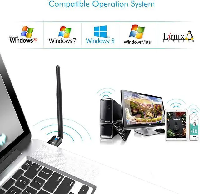 Alt view image 4 of 7 - EDUP USB WiFi Adapter for PC, Wireless Network Adapter for Desktop- Dongle High Gain 6dBi Antenna Support Desktop Laptop Compatible with Windows 10/8/7/XP/VISTA, MAC 10.6-10.11