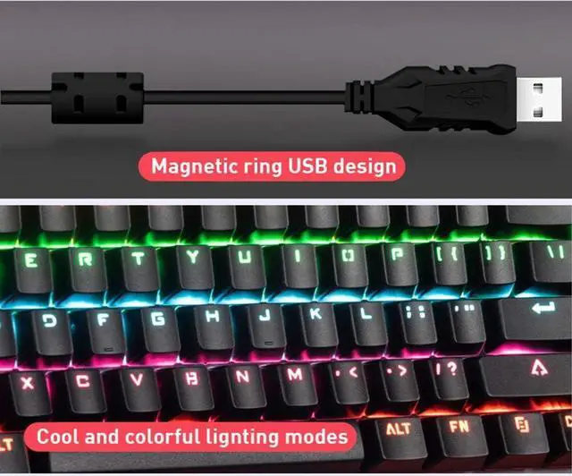 Alt view image 6 of 7 - K917 RGB Mechanical Gaming Keyboard - 87Key Retro Blue Switch LED Backlit Round Keycaps Anti-Ghosting Mechanical Illuminated for PC & MAC (Classic-Black)