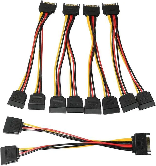 Alt view image 2 of 5 - Longdex SATA Power Extension Cable 5PCS 20cm SATA Power 15-Pin Male to 2 x 15P Female Y Splitter Cable Adapter
