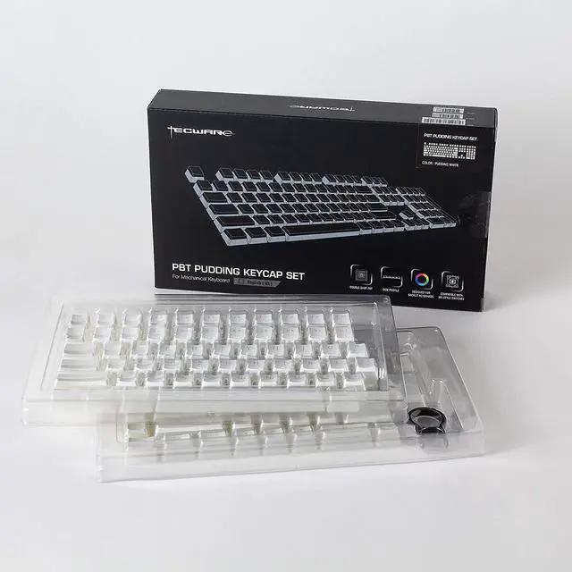 Alt view image 7 of 7 - Tecware Pudding PBT Keycaps Set | Clear and White Jelly-Style | Double Shot PBT for Phantom & Phantom+ Keyboards | OEM Profile 112 Keys with Puller | US ANSI Layout | Compatible with MX-Style Switches