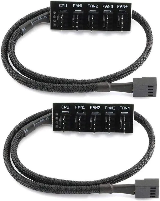 Main image of Endlesss PWM Fan Hub Splitter 4 Pin Black Sleeved 1 to 5 Way PC CPU Cooling Case Fan Splitter Hub Adapter Cable for Computer Cooler Case Fans 4-Pin & 3-Pin 14 Inches (2 Pack)