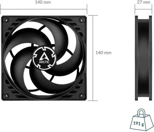 Alt view image 2 of 7 - ARCTIC P14 (5 Pack) - PC Fans, 140mm Case Fan, Pressure-optimised, Quiet Motor, Computer, Fan Speed: 1700 RPM - Black