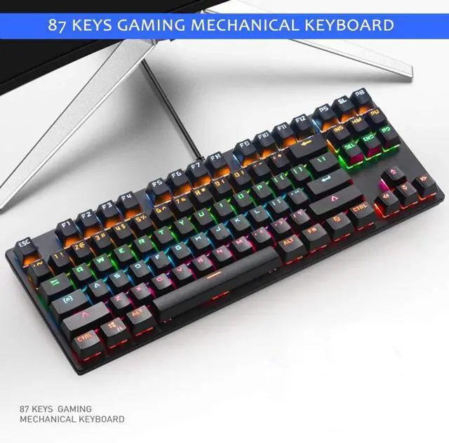 Alt view image 2 of 7 - K917 RGB Mechanical Gaming Keyboard - 87Key Retro Blue Switch LED Backlit Round Keycaps Anti-Ghosting Mechanical Illuminated for PC & MAC (Classic-Black)