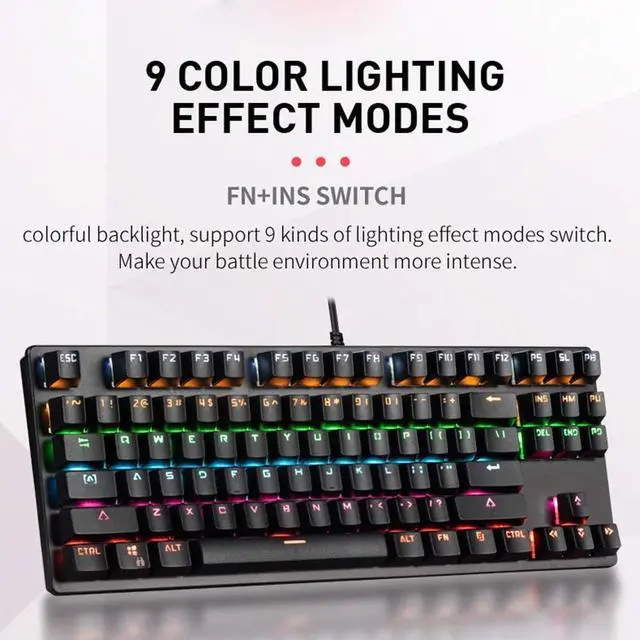 Alt view image 4 of 7 - K917 RGB Mechanical Gaming Keyboard - 87Key Retro Blue Switch LED Backlit Round Keycaps Anti-Ghosting Mechanical Illuminated for PC & MAC (Classic-Black)