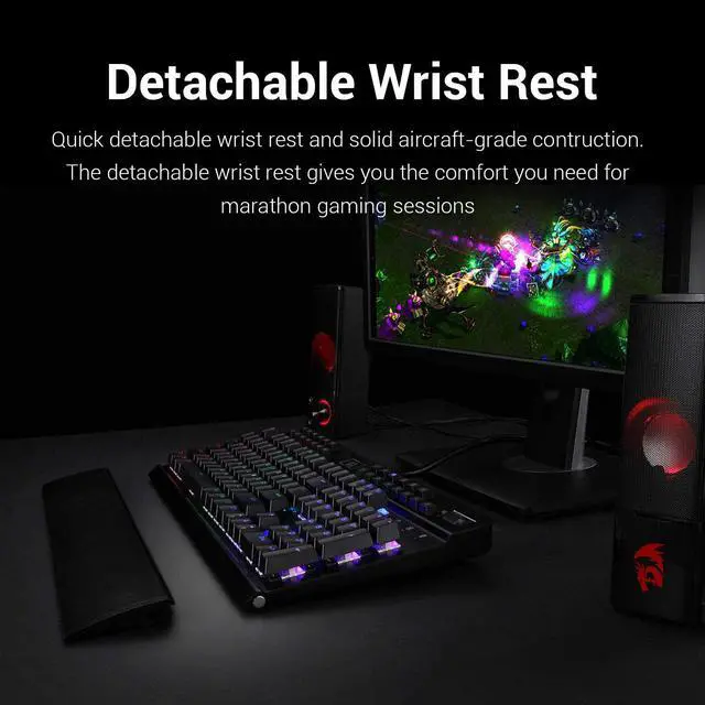 Alt view image 6 of 6 - Redragon K550 Mechanical Gaming Keyboard, RGB LED Backlit with Brown Switches, Macro Recording, Wrist Rest, Volume Control, Full Size, Yama, USB Passthrough for Windows PC Gamer (Black)