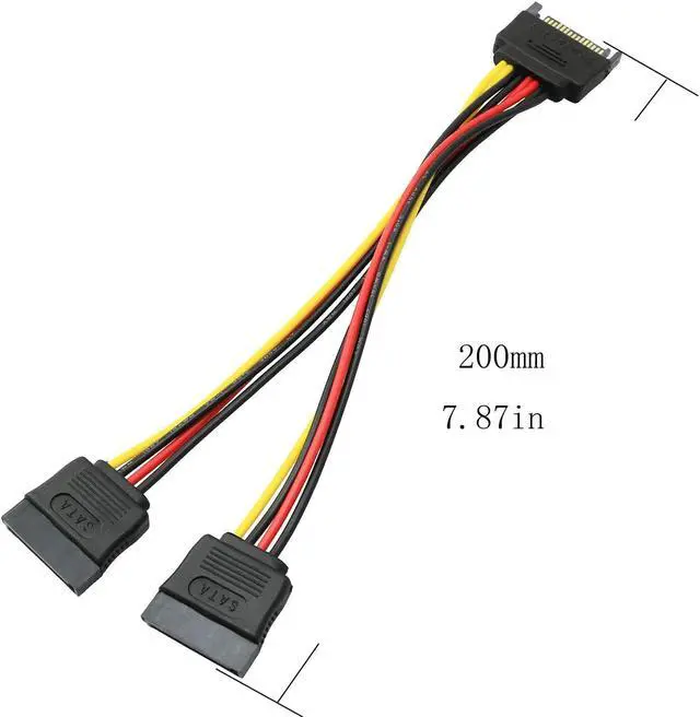 Alt view image 5 of 5 - Longdex SATA Power Extension Cable 5PCS 20cm SATA Power 15-Pin Male to 2 x 15P Female Y Splitter Cable Adapter