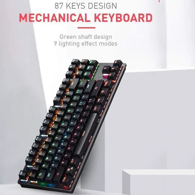Alt view image 5 of 7 - K917 RGB Mechanical Gaming Keyboard - 87Key Retro Blue Switch LED Backlit Round Keycaps Anti-Ghosting Mechanical Illuminated for PC & MAC (Classic-Black)