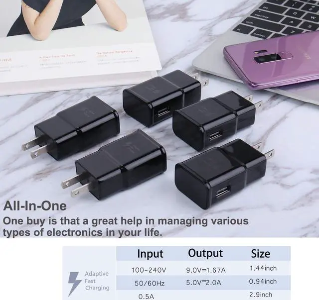 Alt view image 7 of 7 - 5-Pack Type C Charger Fast Charging Block, Android Phone Rapid USB Wall Charger Compatible with Samsung Galaxy S21/S20/S10/S10e/S10 Plus/S9/S9 Plus/S8/S8 Plus/S7/S6/Note 10/Note 9/Note 8,LG V30,Pixel