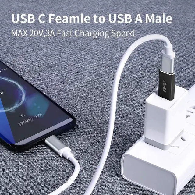 Alt view image 6 of 7 - USB C to USB Adapter [2 Pack] Warmstor Type C Female to USB A Male Converter Support Double Sided 10Gbps Sync & 20V/3A Charge for iPhone 11 12 Pro Max MiniiPadSamsung GalaxyGoogle Pixel 5 4 3 XL