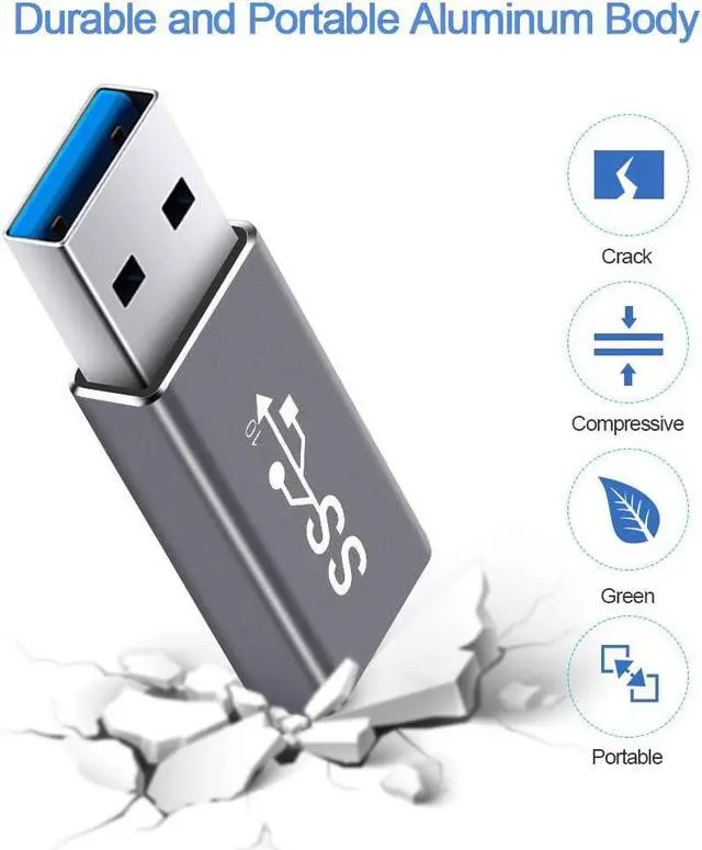 Alt view image 6 of 7 - Electop Updated USB 3.1 GEN 2 Male to Type C Female Adapter (2 Pack) Support Double Sides 10Gbps Charging & Data Transfer USB A to USB C 3.1 Converter(Space Gery)