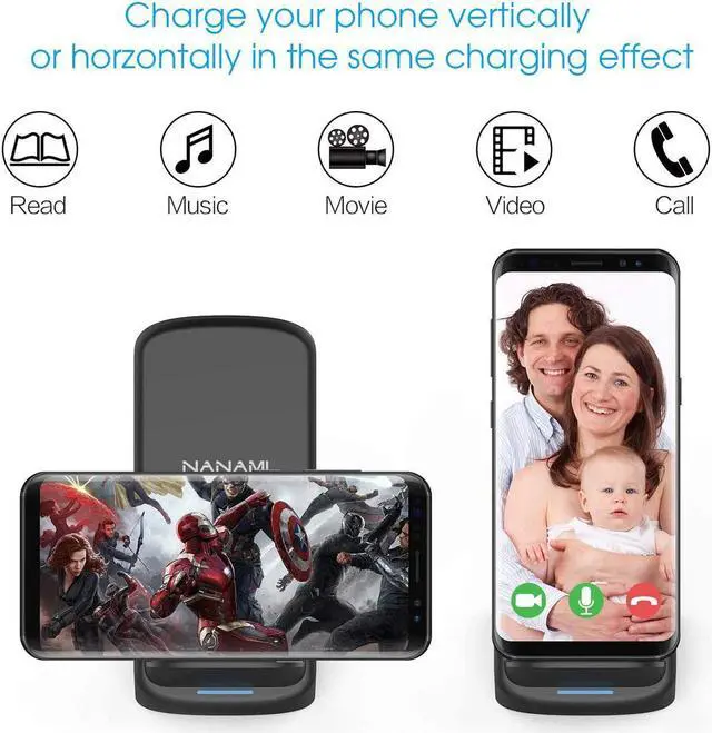 Alt view image 3 of 7 - Upgraded Fast Wireless Charger Qi-Certified Wireless Charging Stand Compatible Samsung Galaxy S23/S22/S21/S20/S10/S9 S8/Note 20 Ultra/10/9 & Qi Phone Charger for iPhone 14/13/12/SE/11/XR/XS/X/8