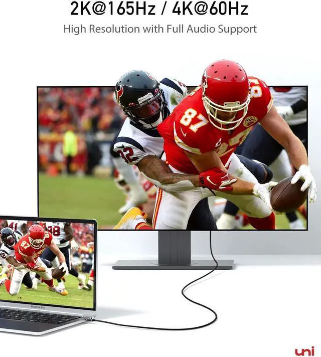 Alt view image 2 of 7 - USB C to DisplayPort Cable for Home Office (4K@60Hz 2K@165Hz) uni Sturdy Aluminum DisplayPort to USB C Cable [Thunderbolt 3 Compatible] for MacBook Pro MacBook Air/iPad Pro 2020/2018 XPS 15/13