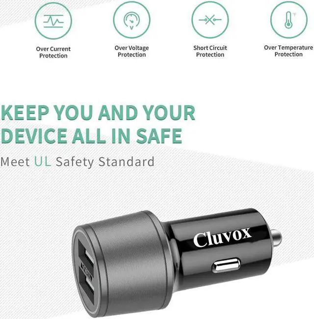Alt view image 7 of 7 - Rapid USB C Car Charger Compatible for  Galaxy S25 Plus/Ultra/S24/S23/S22/S21/Note 20/10/9/8/S20/S10+/S10e/S9/S8/A50/A70 Quick Charge 3.0 Dual USB 18W Fast Car Charger+ Type C Cable 3.3ft